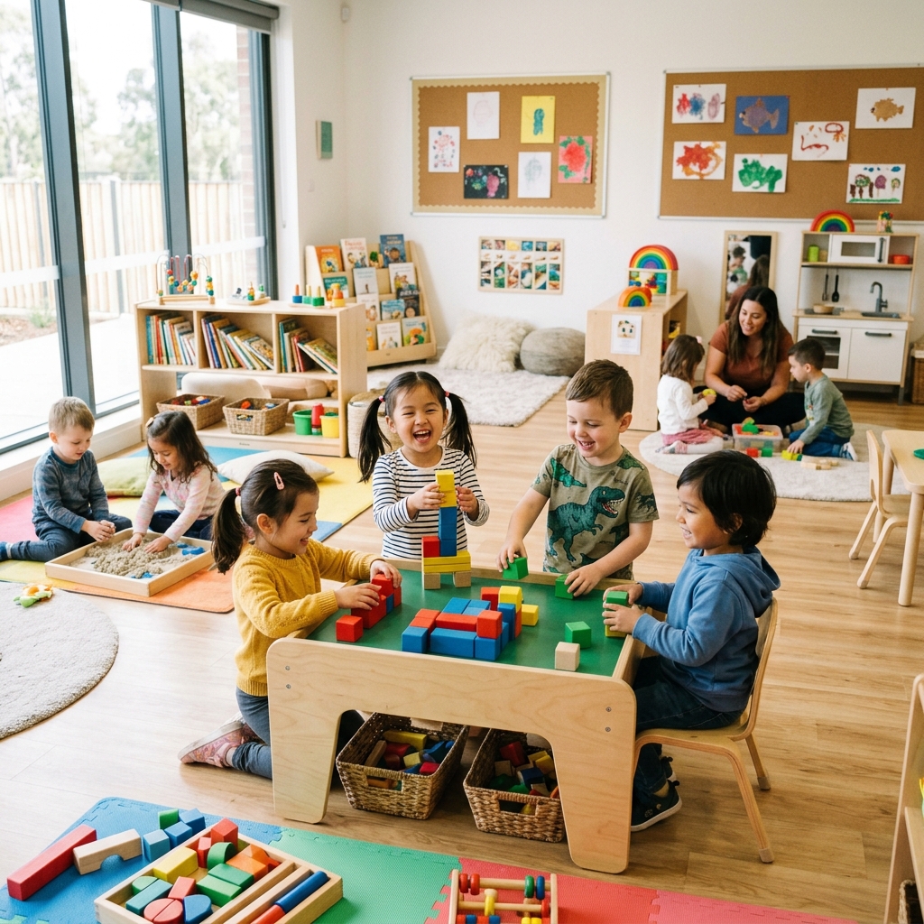 Happy preschool kid learning at London Kids Karimnagar